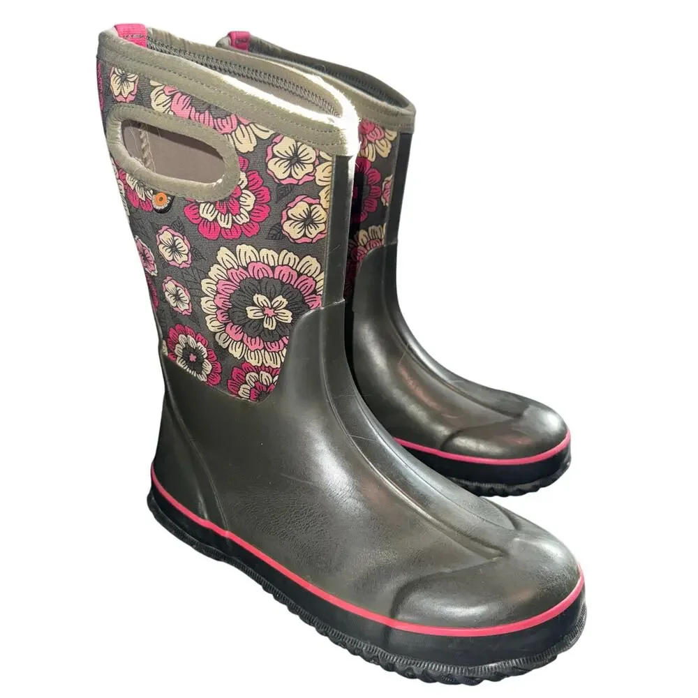 Bogs Classic Pansies Rain Winter Boots Girls (kids) - size 6 - R10